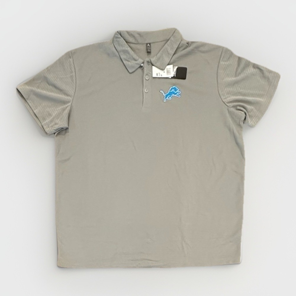 Detroit Lions Antigua Men's Polo Shirt, Patch, Gray, 2XL **NEW**